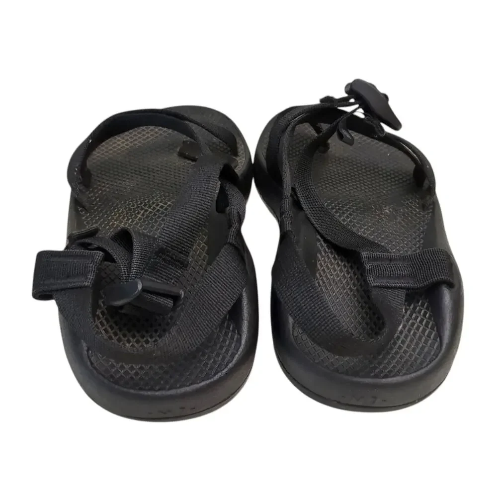 Chaco Classic Sandals Mens Size 7 Wide Black Toe Loop Adjustable Outdoor Hiking